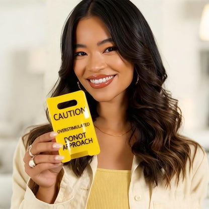 Caution Overstimulated Yellow Sign Hair Claw Clip